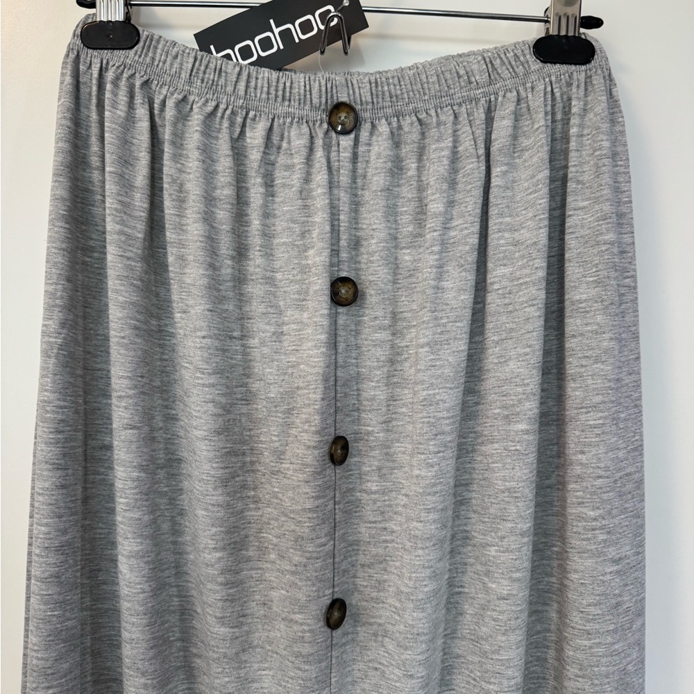 Boohoo Gray A-Line Maxi Skirt plus size